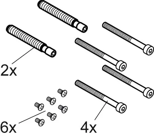 Schrauben-Satz von Ideal Standard mit verschiedenen Schraubentypen und -anzahlen, dargestellt in einer grafischen Übersicht.